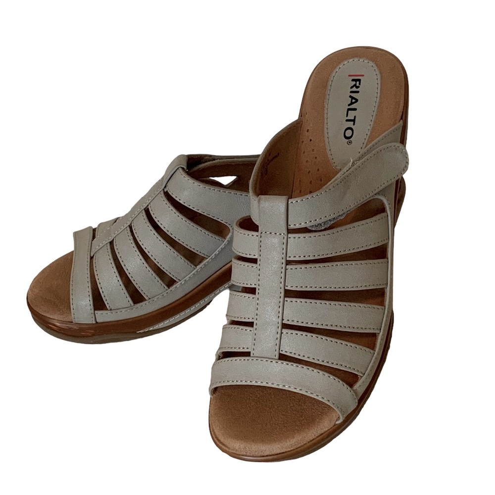 RIALTO Valencia Gray Strappy Slide Sandals Size 10M